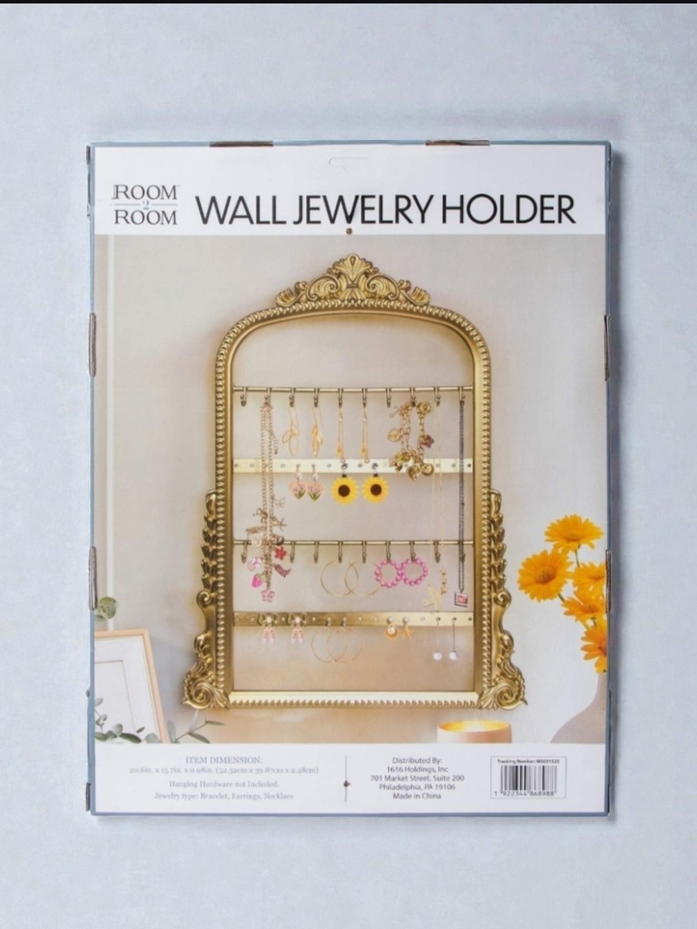Restock Beautiful Gold Decorative Jewelry Organizer Wall Organizer. NIB - Picture 4 of 4